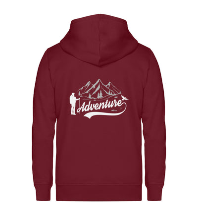 Adventure - Unisex Premium Organic Sweatjacke berge camping wandern Weinrot