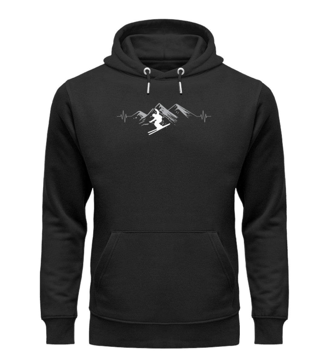 Herzschlag Skifahren - Unisex Premium Organic Hoodie Schwarz