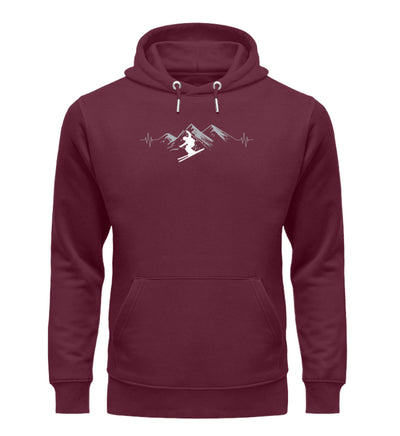 Herzschlag Skifahren - Unisex Premium Organic Hoodie Weinrot