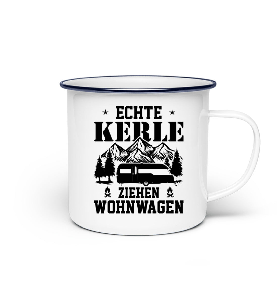 Echte Kerle ziehen Wohnwagen - Emaille Tasse camping