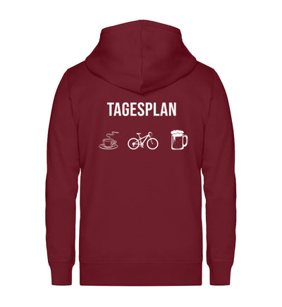 Tagesplan Kaffee, Fahrrad und Bier ~ - Unisex Premium Organic Sweatjacke Weinrot