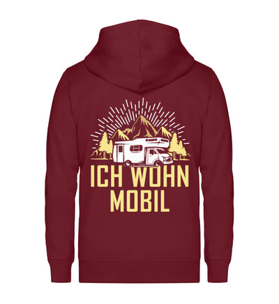 Ich wohn mobil - Unisex Premium Organic Sweatjacke camping Weinrot