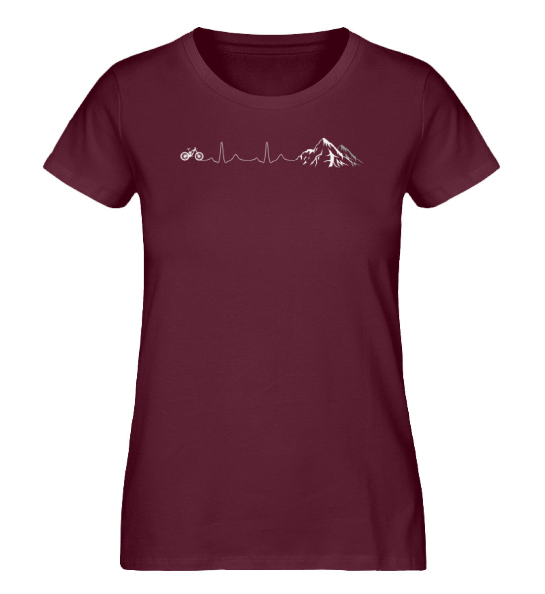 Herzschlag Berge und Bike - Damen Premium Organic T-Shirt mountainbike Weinrot