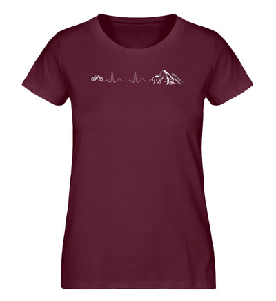 Herzschlag Berge und Bike - Damen Premium Organic T-Shirt mountainbike Weinrot