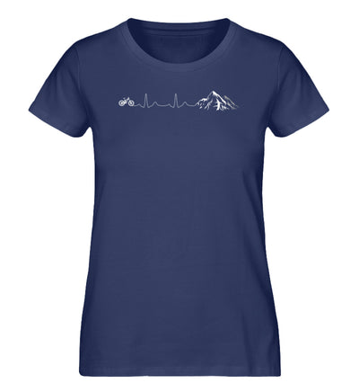 Herzschlag Berge und Bike - Damen Premium Organic T-Shirt mountainbike Navyblau