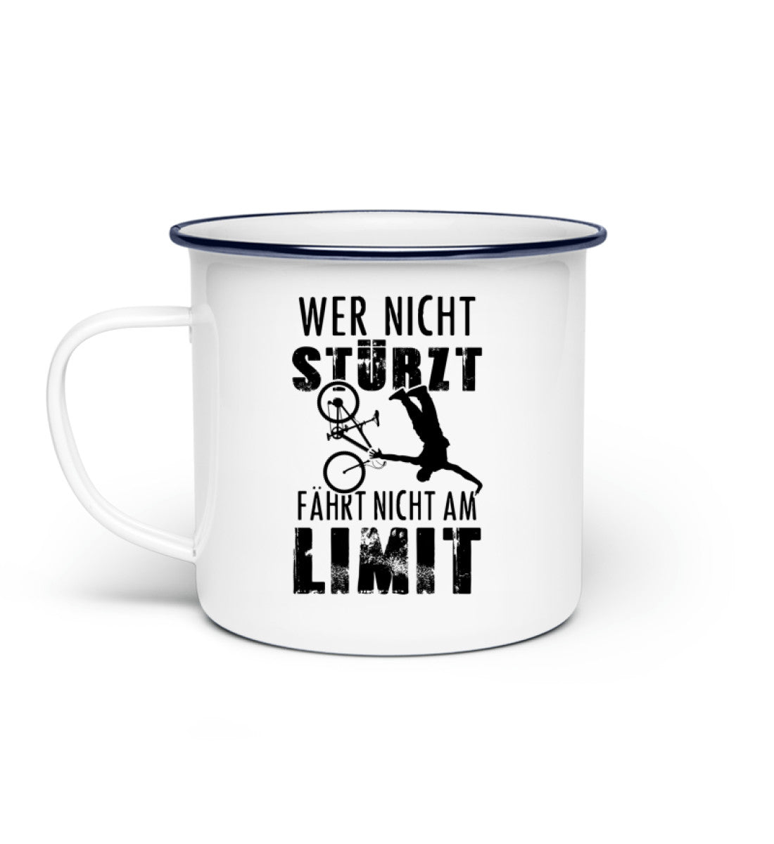 Wer nicht stürzt - fährt nicht am Limit - Emaille Tasse mountainbike Default Title