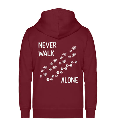 Never walk alone - Unisex Premium Organic Sweatjacke wandern Weinrot