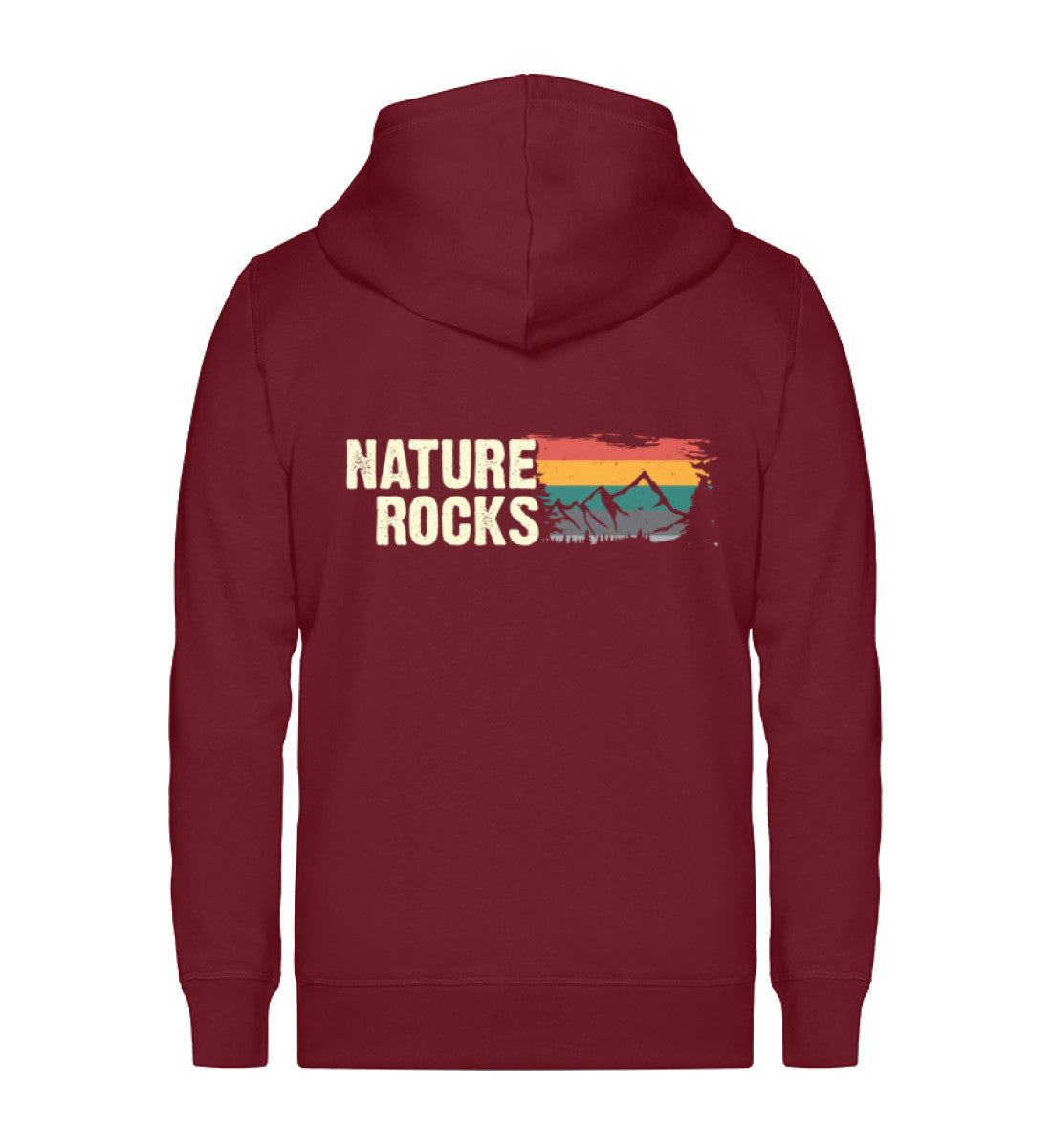 Nature Rocks - Unisex Premium Organic Sweatjacke berge camping wandern Weinrot