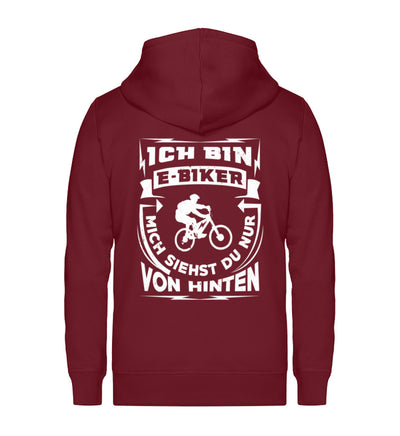 Bin ein E-BIker - Siehst mich von ~ - Unisex Premium Organic Sweatjacke Weinrot