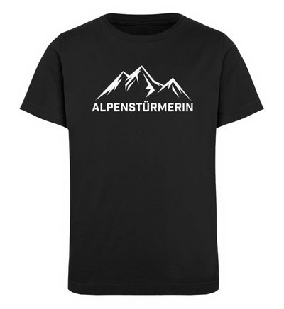 Alpenstürmerin - Kinder Premium Organic T-Shirt berge wandern Schwarz