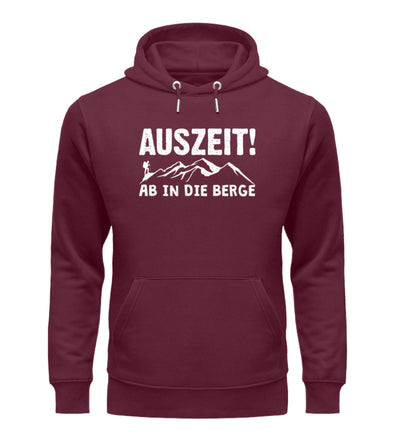 Auszeit, ab in die Berge - Unisex Premium Organic Hoodie berge wandern Weinrot