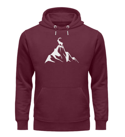 Steinbock am Berg -Unisex Premium Organic Hoodie Weinrot