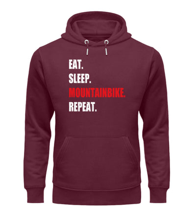 Eat Sleep Mountainbike Repeat - Unisex Premium Organic Hoodie mountainbike Weinrot