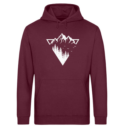 Berge - Geometrisch - Unisex Organic Hoodie berge camping wandern Weinrot