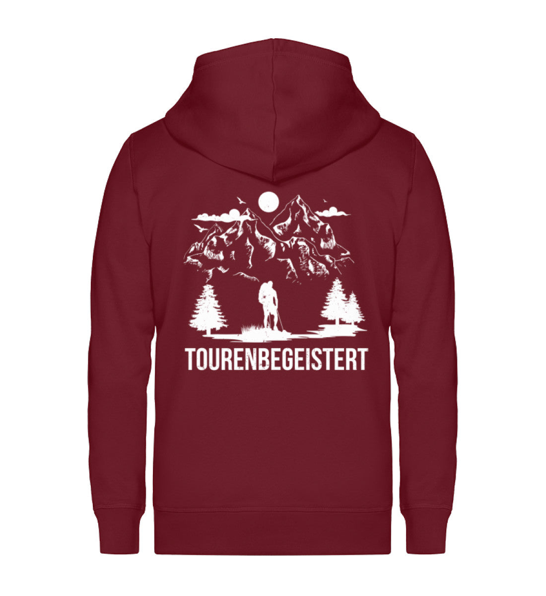 Tourenbegeisterung - Unisex Premium Organic Sweatjacke wandern Weinrot