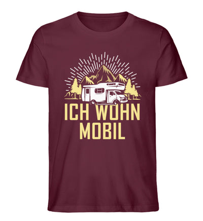 Ich wohn mobil - Herren Premium Organic T-Shirt camping Weinrot