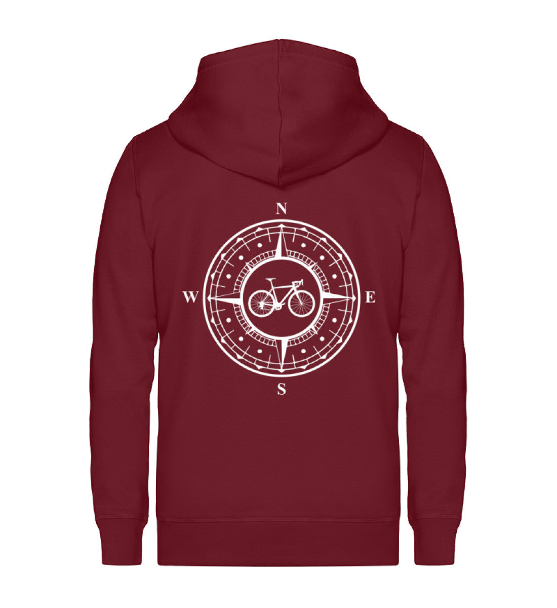 Fahrrad im Kompass - Unisex Premium Organic Sweatjacke fahrrad mountainbike Weinrot