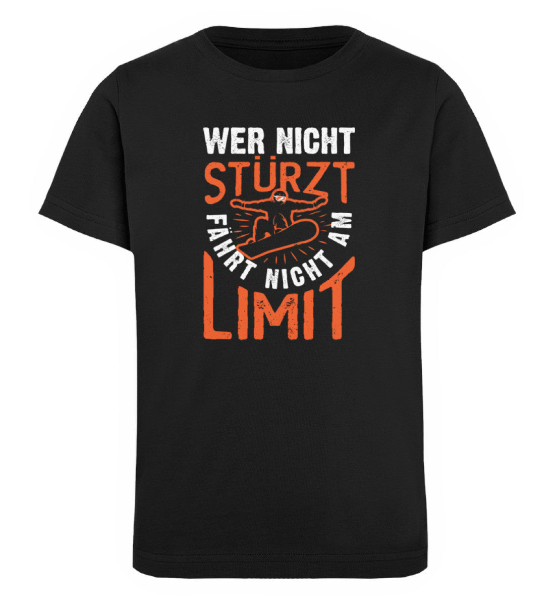 Wer nicht Stürzt fährt nicht am Limit - Kinder Premium Organic T-Shirt Schwarz