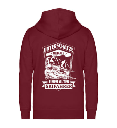 Unterschätze niemals nen alten ~ - Unisex Premium Organic Sweatjacke Weinrot