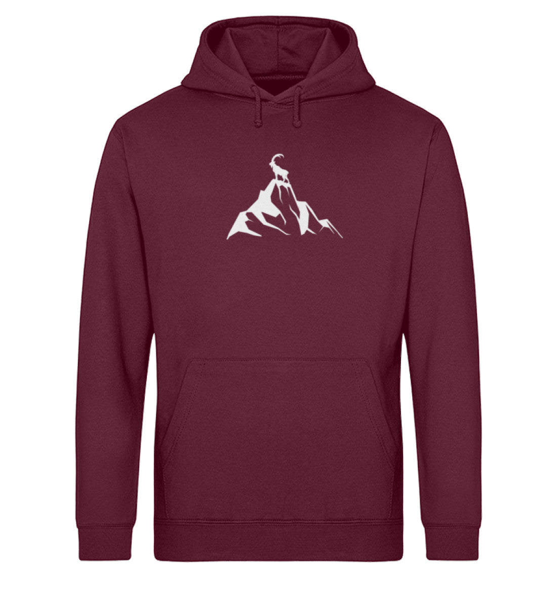 Steinbock am Berg - Unisex Organic Hoodie' berge wandern Weinrot