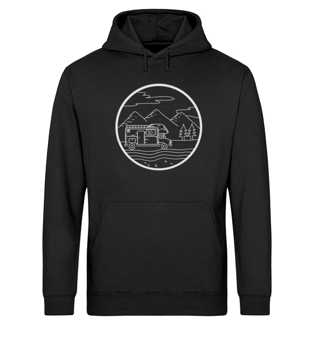 Wohnmobil und Berge - Unisex Organic Hoodie camping Schwarz