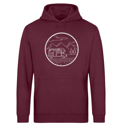 Wohnmobil und Berge - Unisex Organic Hoodie camping Weinrot