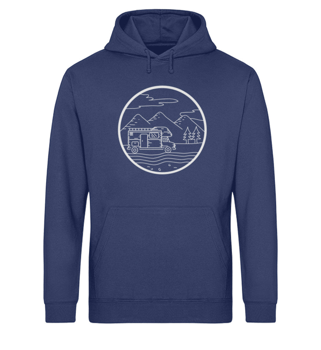 Wohnmobil und Berge - Unisex Organic Hoodie camping Navyblau