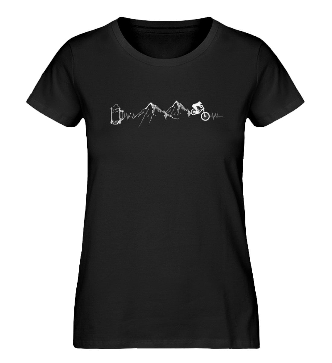 Herzschlag Berge, Biker und Bier - Damen Organic T-Shirt mountainbike Schwarz