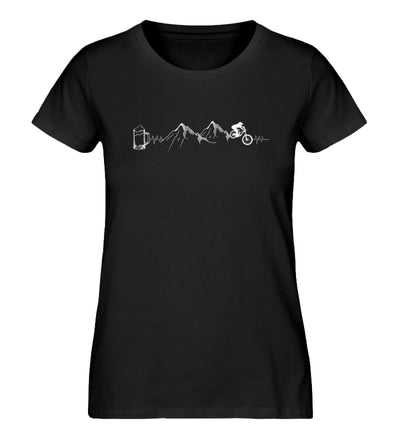 Herzschlag Berge, Biker und Bier - Damen Organic T-Shirt mountainbike Schwarz