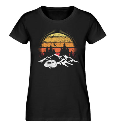 Camping Sonne Vintage - Damen Organic T-Shirt camping Schwarz