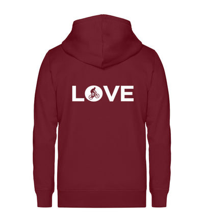 LOVE - Mountainbiker - Radfahrer - Unisex Premium Organic Sweatjacke fahrrad mountainbike Weinrot