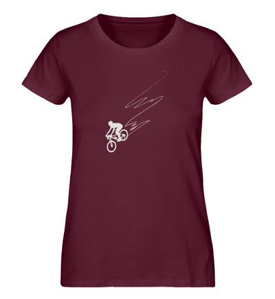 Downhill Flitzerin - Damen Organic T-Shirt fahrrad mountainbike Weinrot