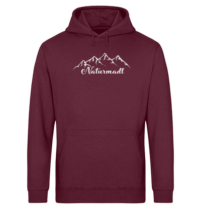 Naturmadl - Unisex Organic Hoodie camping wandern Weinrot