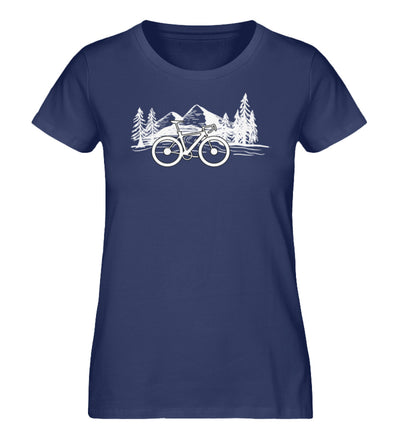 Fahrrad und Berge - Damen Premium Organic T-Shirt fahrrad mountainbike Navyblau