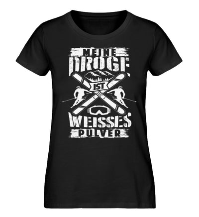 Meine Droge ist weißes Pulver - Damen Organic T-Shirt ski Schwarz