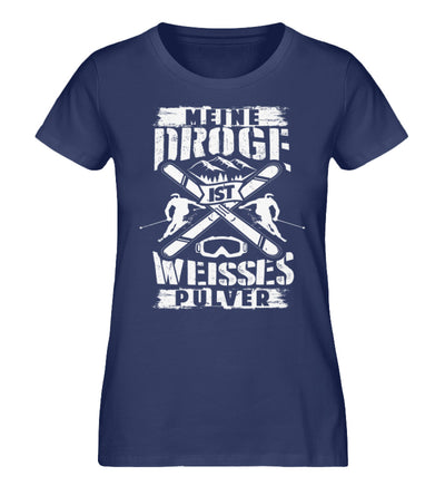 Meine Droge ist weißes Pulver - Damen Organic T-Shirt ski Navyblau