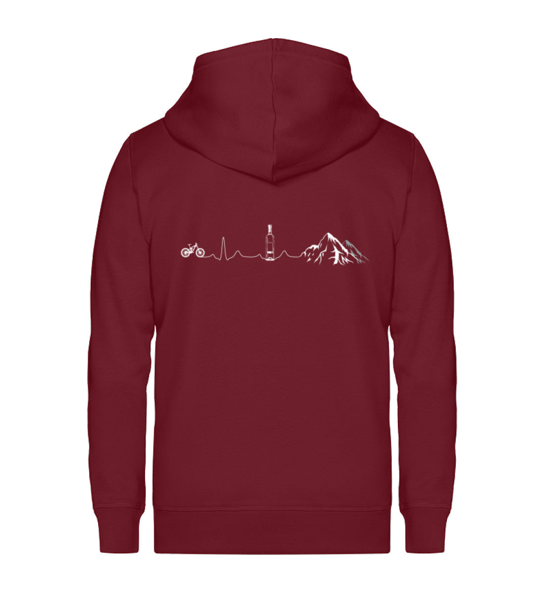 Herzschlag Berge, Bike und Wein - Unisex Premium Organic Sweatjacke mountainbike Weinrot