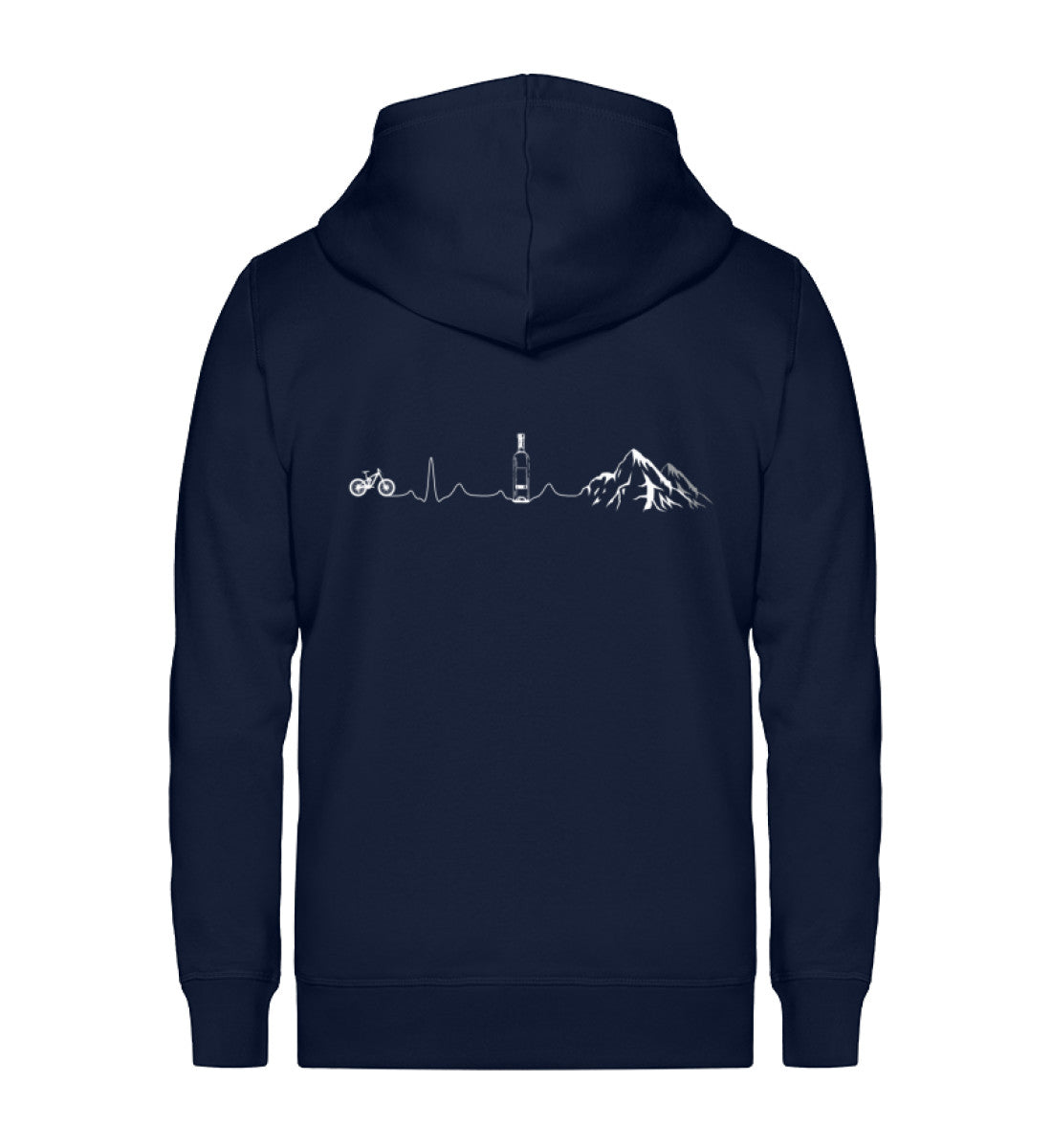 Herzschlag Berge, Bike und Wein - Unisex Premium Organic Sweatjacke mountainbike Navyblau