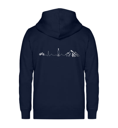 Herzschlag Berge, Bike und Wein - Unisex Premium Organic Sweatjacke mountainbike Navyblau