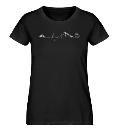 Herzschlag Berge, Bike und Bier - Damen Premium Organic T-Shirt mountainbike Schwarz