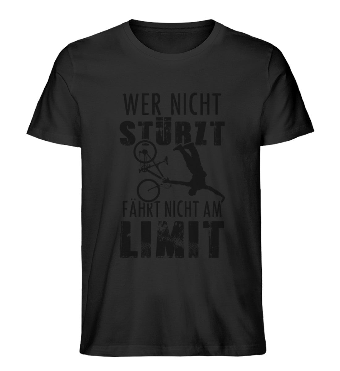 Wer nicht stürzt - fährt nicht am Limit - Herren Premium Organic T-Shirt Schwarz