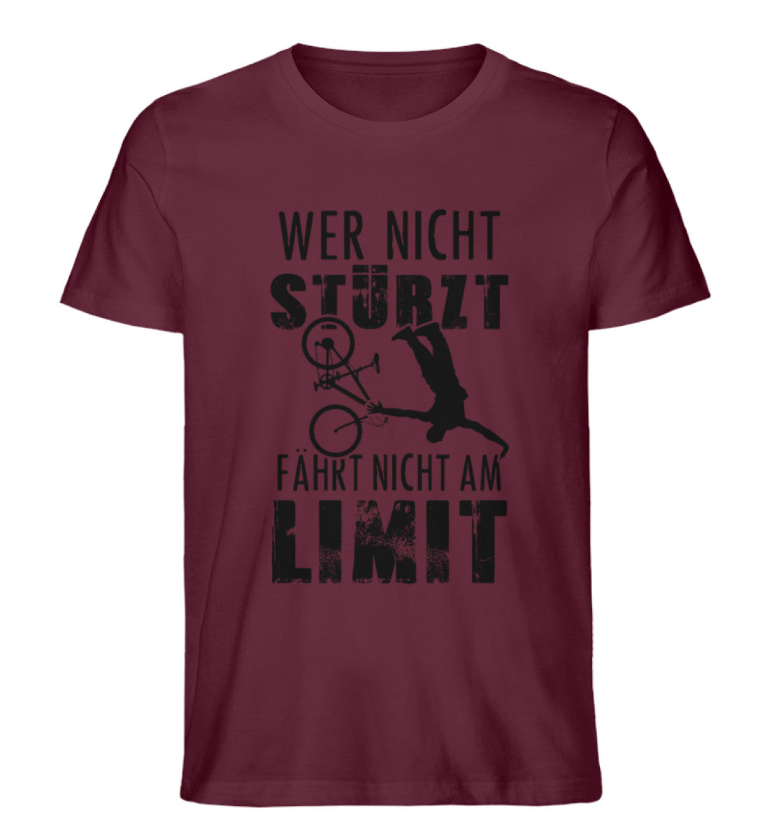 Wer nicht stürzt - fährt nicht am Limit - Herren Premium Organic T-Shirt Weinrot