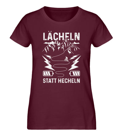 Lächeln statt hecheln - Damen Premium Organic T-Shirt e-bike Weinrot