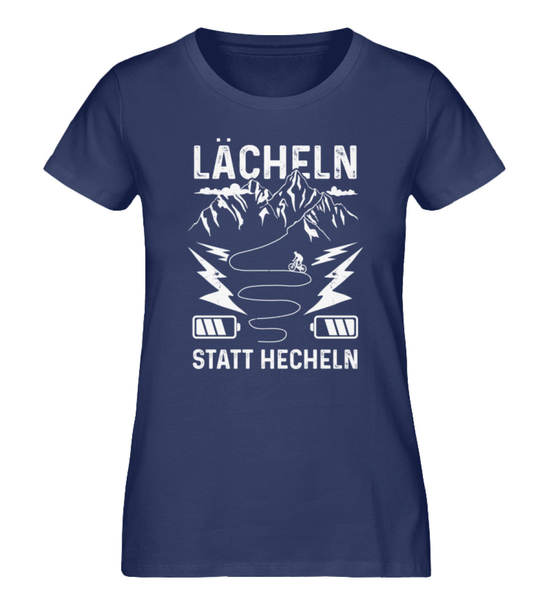 Lächeln statt hecheln - Damen Premium Organic T-Shirt e-bike Navyblau