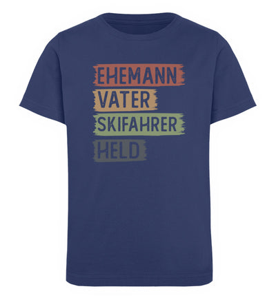 Ehemann, Vater, Skifahrer, Held - Kinder Premium Organic T-Shirt ski Navyblau