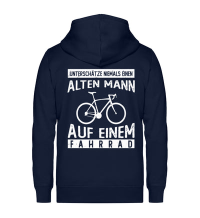 Alter Mann auf einem Fahrrad - Unisex Premium Organic Sweatjacke fahrrad Navyblau