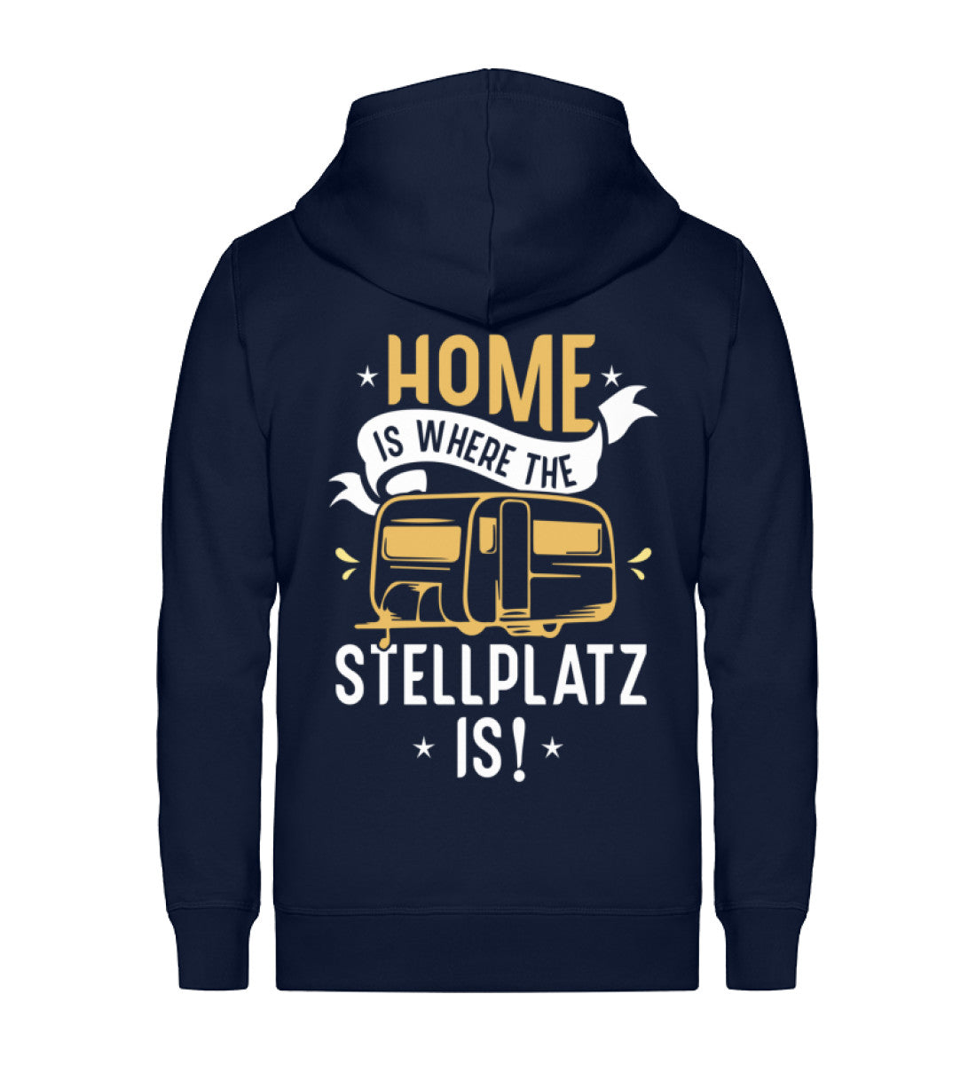 Home is where the Stellplatz is - Unisex Premium Organic Sweatjacke camping Navyblau