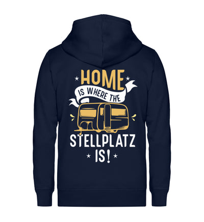 Home is where the Stellplatz is - Unisex Premium Organic Sweatjacke camping Navyblau