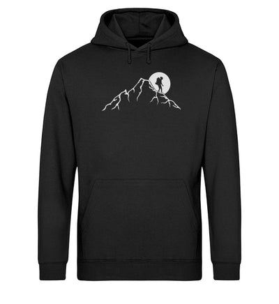 Berggeher und Mond - Unisex Organic Hoodie wandern Schwarz