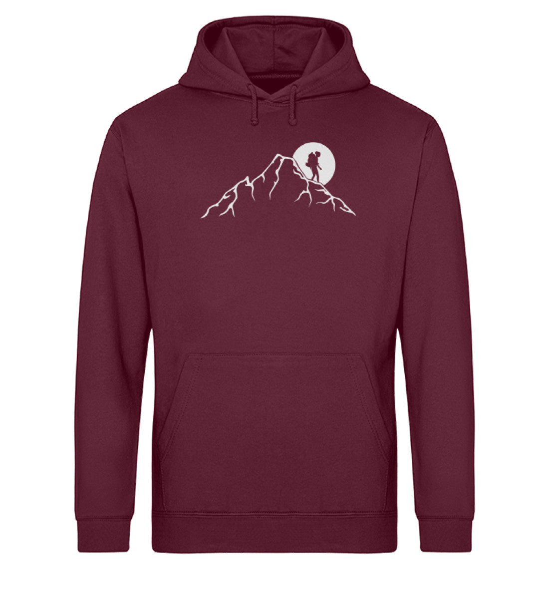 Berggeher und Mond - Unisex Organic Hoodie wandern Weinrot